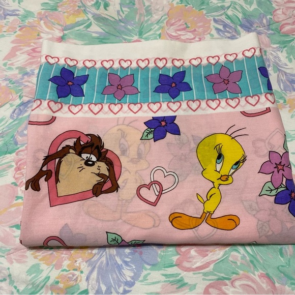 Vintage sheet Dan River Looney tunes Tweety Bird , Taz & Sylvester cat twin - Picture 2 of 5